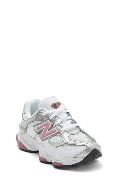 New Balance 9060 White Silver Pink Athletic Sneakers